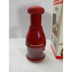 Kitchen Aid Red Manual Hand Food Chopper Push Down Salsa Onion Vegetable